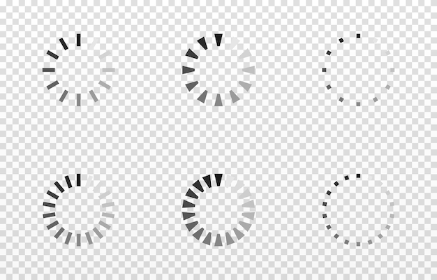 Vector vector set of loading icons on isolated transparent background. page loading, data loading png.