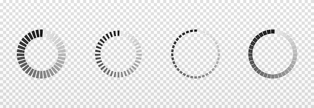 Vector vector set of loading icons on isolated transparent background. page loading, data loading png.