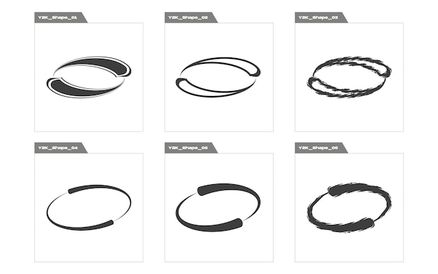 Vector vector set of y2k trendy geometric postmodern figures flat minimalist icons