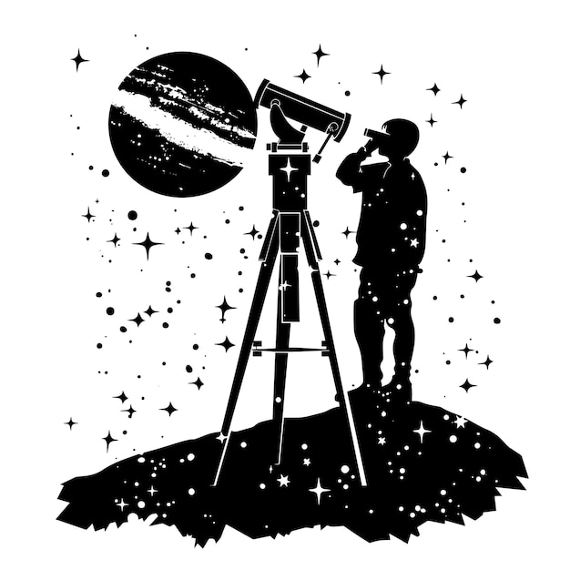 Vector vector silhouette of a astronomy