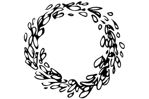 Vector vector sketch round christmas wreath