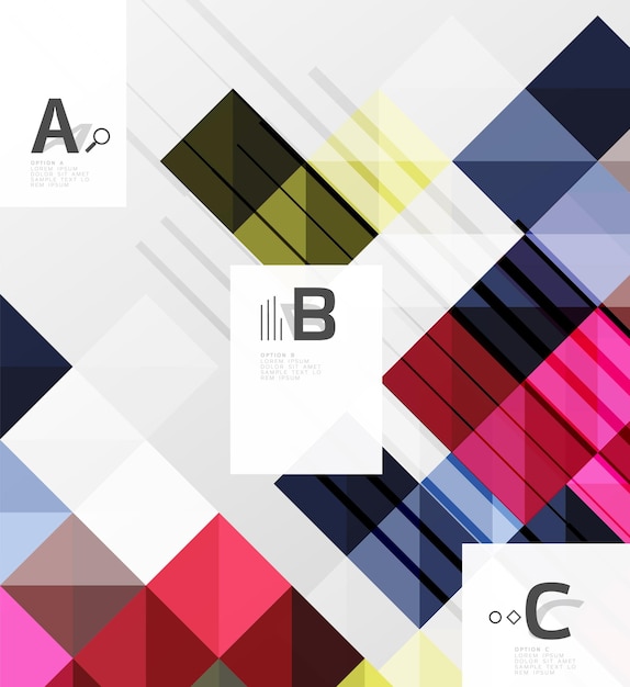 Vector vector square elements on gray abstract background with infographics vector template background for print workflow layout diagram number options or web design banner