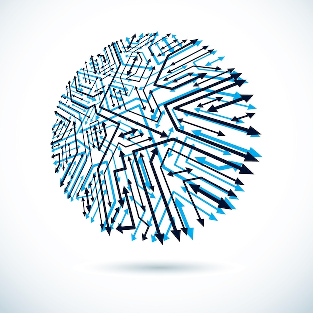 Vector vector technology cpu design with circular microprocessor scheme. computer circuit board with arrows, digital element.