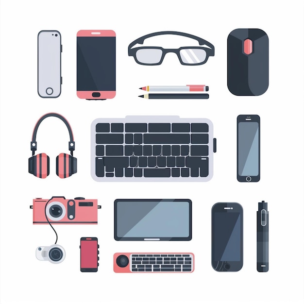 Vector vector technology device illustration gadget digital set modern mobile design icon flat