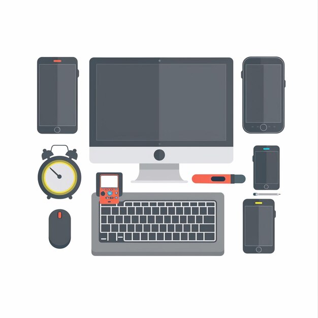 Vector vector technology illustration device gadget digital set modern design mobile icon flat