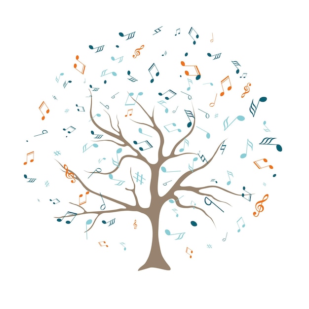 Vector vector tree with musical notes