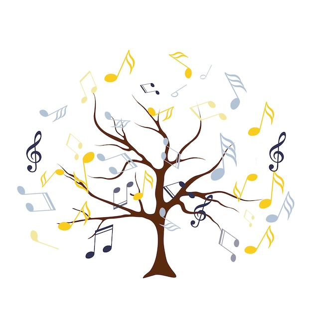 Vector vector tree with musical notes