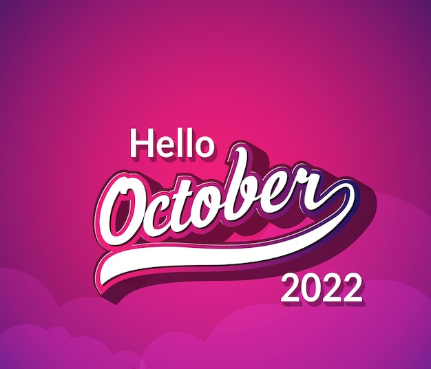 Vector vector typography hello october text in retro style isolated on blur background