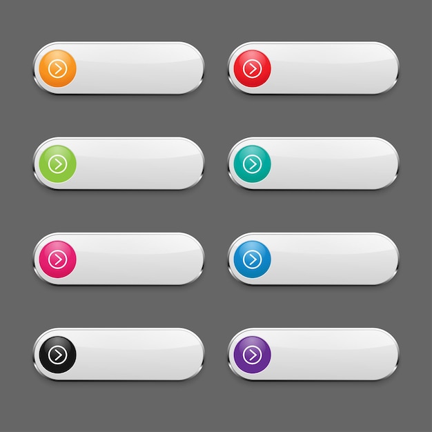 Vector vector withe button with chrome frame for web design