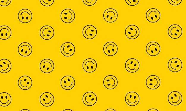 Vector vector world smile day pattern yellow background with happy faces