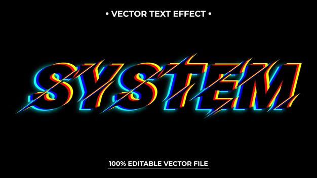 Vector vibrant colorful text effect design for system