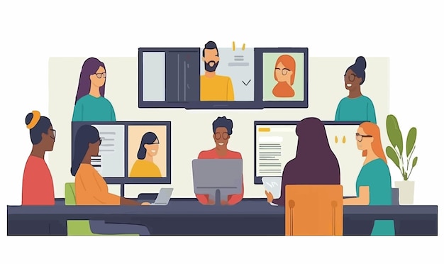 Vector vibrant flat illustration of a diver exploring underwater