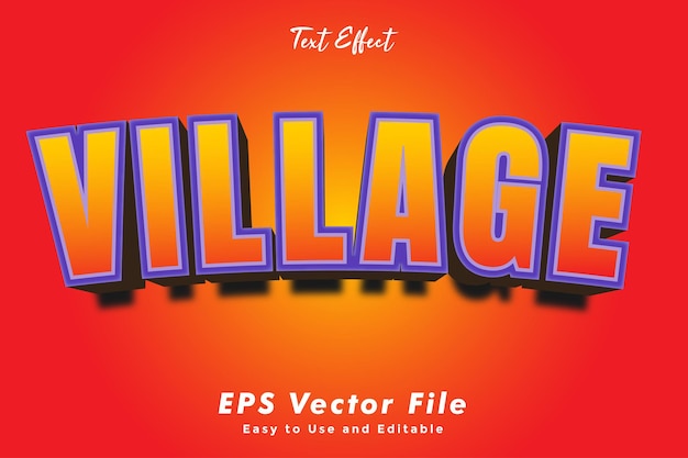 Vector village text effect. editable and easy to use. typography effect