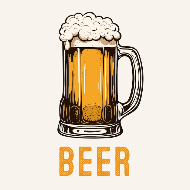 Vector vintage beer mug hand drawn
