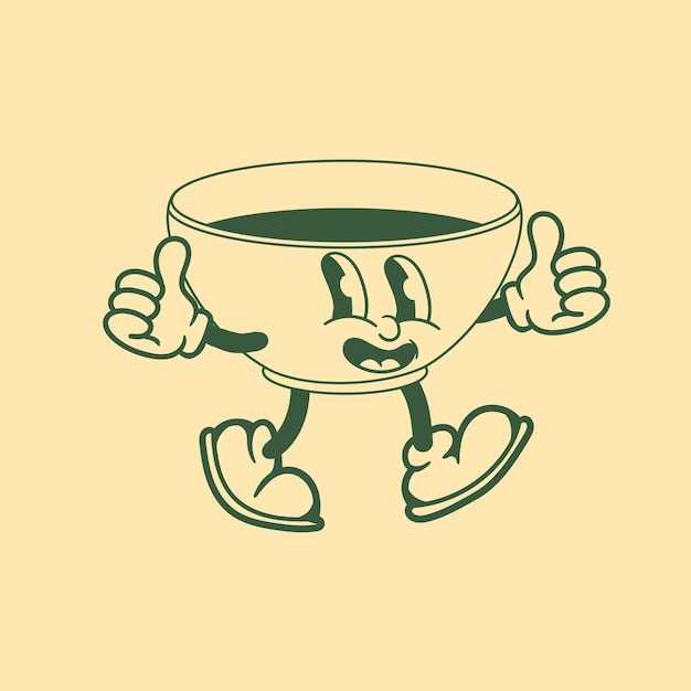 vintage character design of a bowl