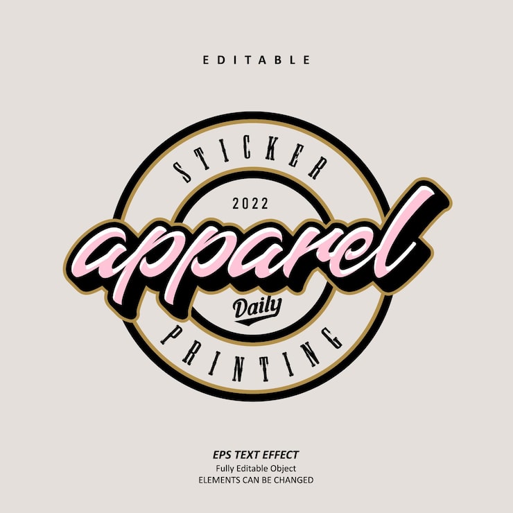 Vector vintage denim apparel sticker printable text effect editable premium vector