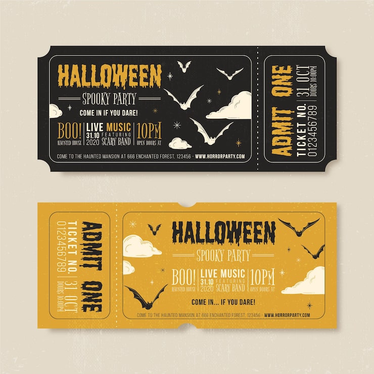 Vector vintage design halloween tickets