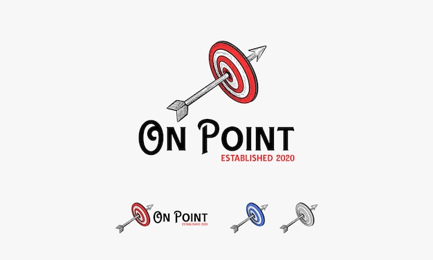 Vector vintage hand drawn target arrow logo on point archery logo designs vector