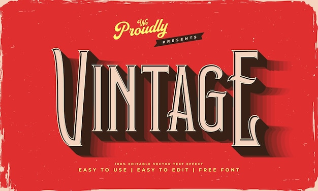 Vector vintage retro editable text effect alphabet font typography typeface
