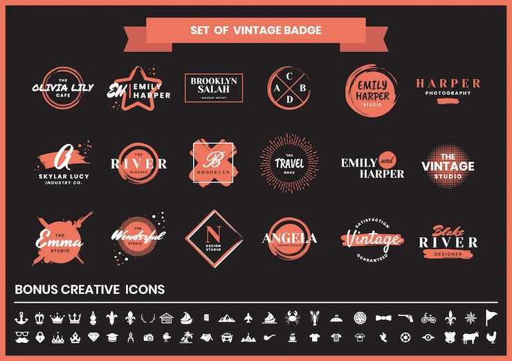 Vector vintage retro logo and icon set