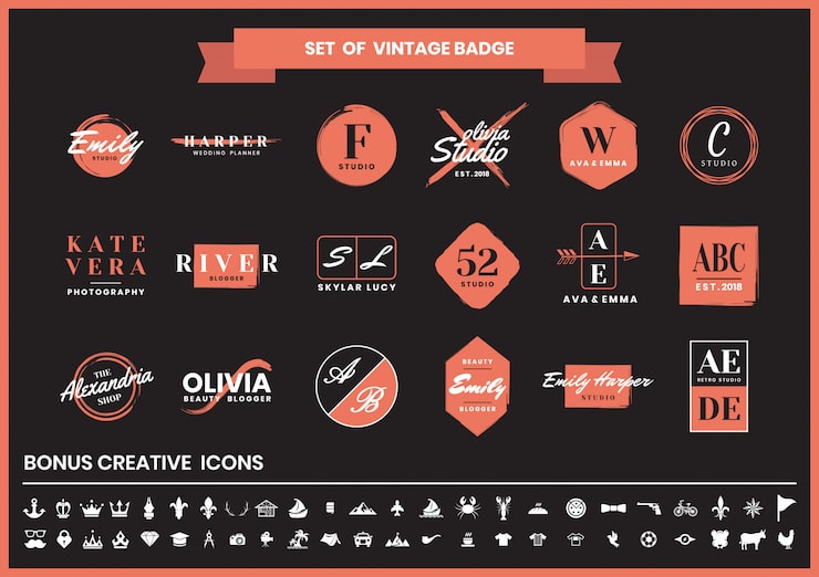 Vector vintage retro logo and icon set