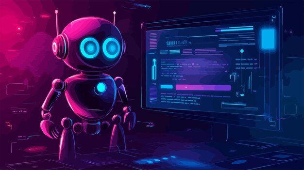 Vector virtual chat bot robot assistance on website free virtual assistance concept