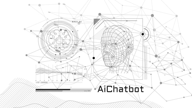 Vector virtual infographics with a d model of a human head