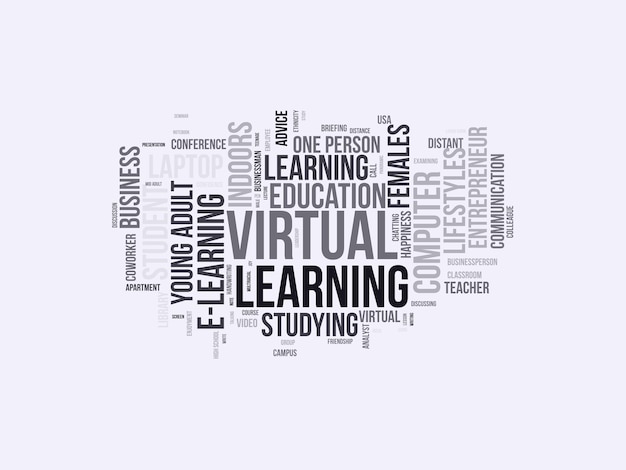 Vector virtual learning word cloud template virtual learning concept vector tagcloud background