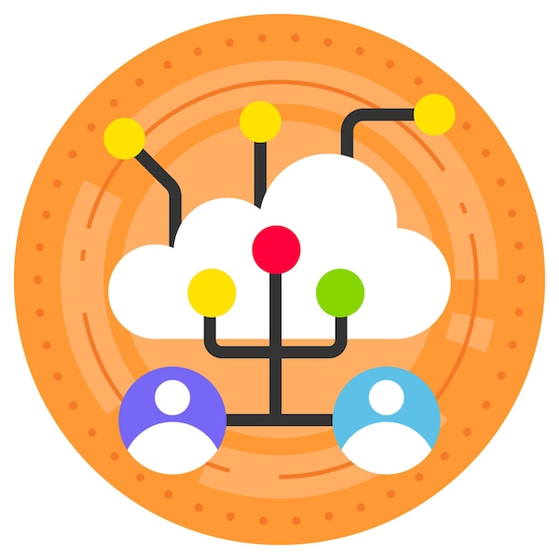 Vector virtualization enabled users concept multicloud vector design cloud processing computing services