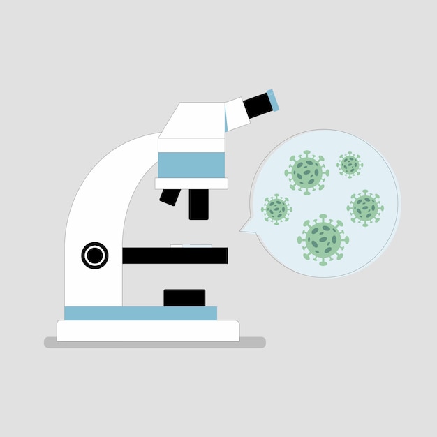 Vector virus under the microscope coronavirus covid19 vector illustration laboratory research analysis