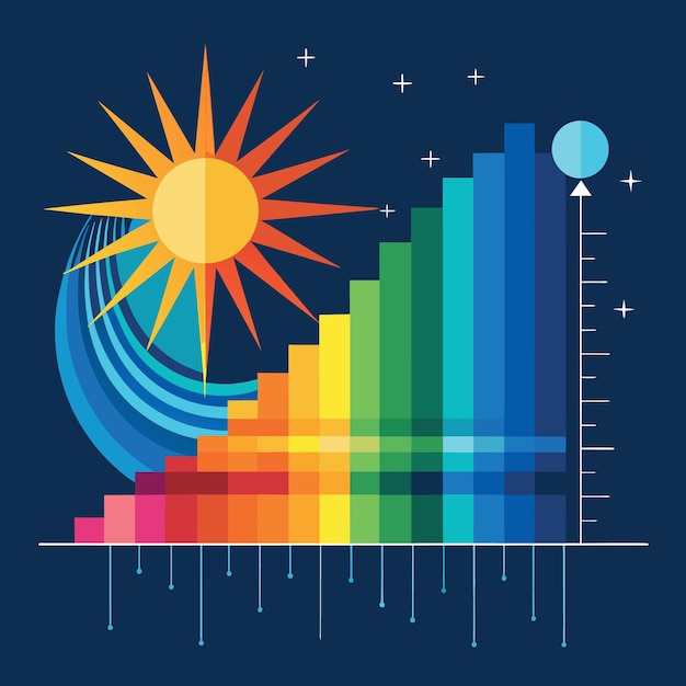 Vector visible spectrum light infographic of sunlight wavelength vector