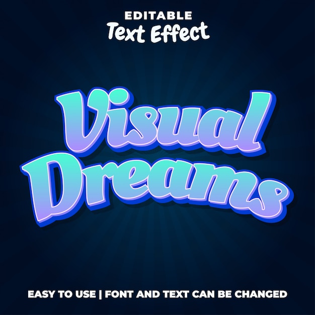 Vector visual dream - blue editable text effect style