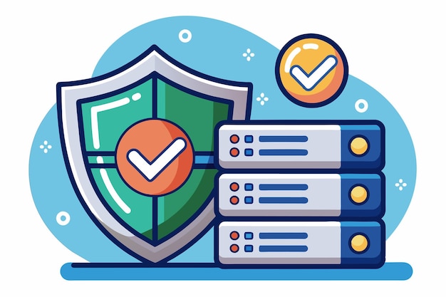 Vector a visual representation of a secure web hosting solution featuring servers and a shield symbolizing protection safety web hosting ssl