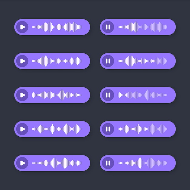 Vector voice audio message speech bubble sms text frame social media chat or messaging app conversation