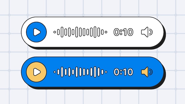 Vector voice message player neo brutalism ui