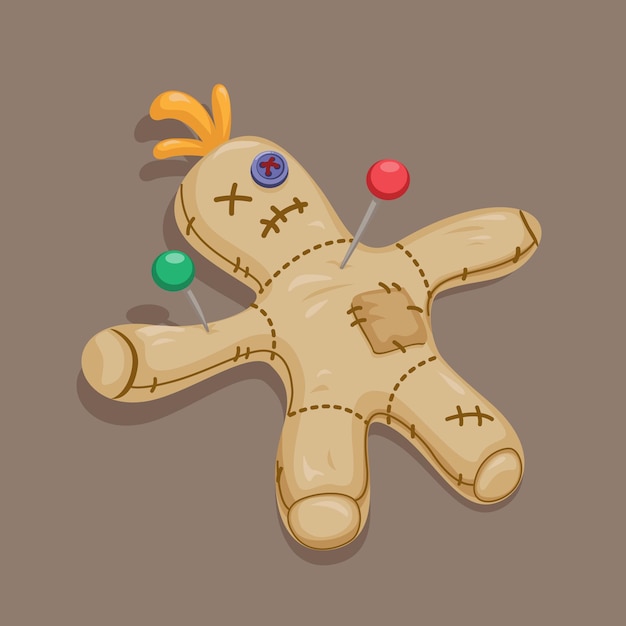 Vector voodoo doll witchcraft magic object cartoon illustration vector
