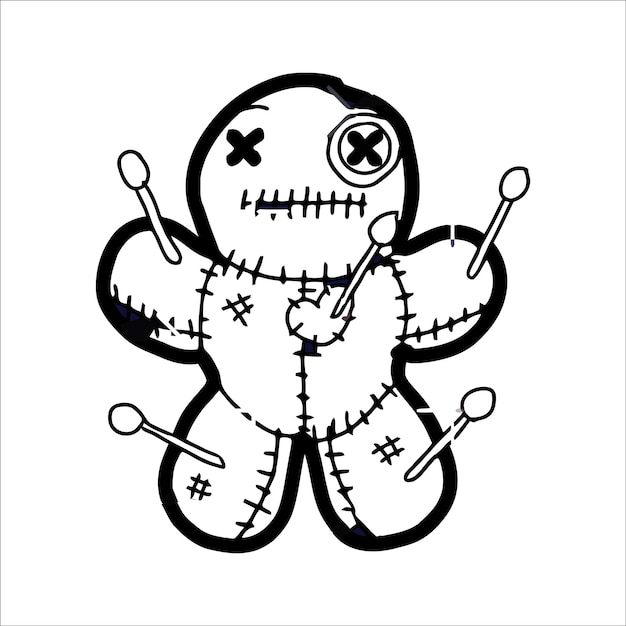 Vector voodoo dolls coloring page for all ages