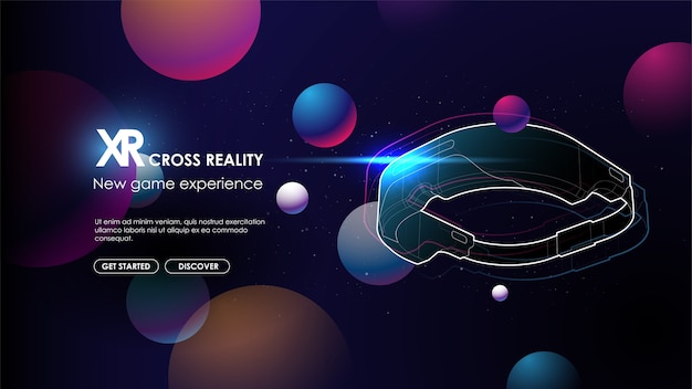 Vector vr glasses with abstract gradient background