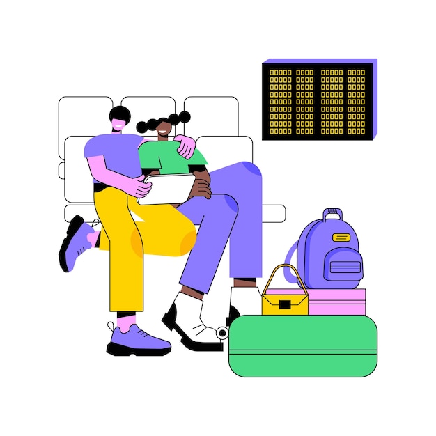 Vector waiting for boarding isolated cartoon vector illustrations