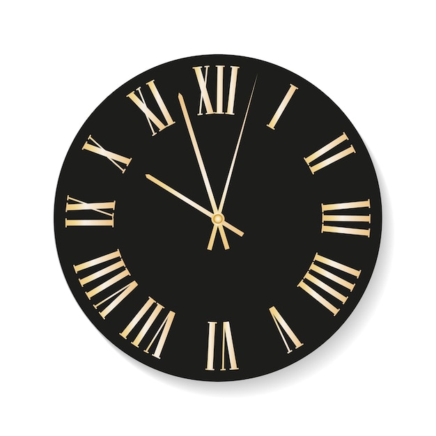 Vector wall black clock with roman numerals
