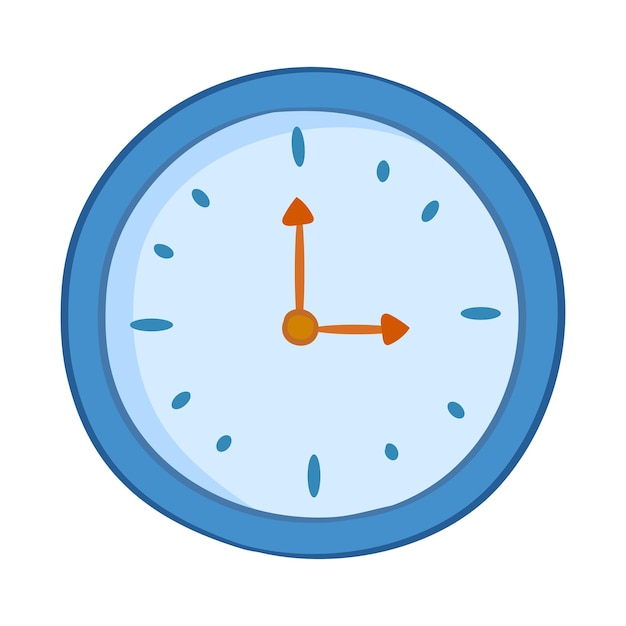 Vector wall clock in flat design style on white background