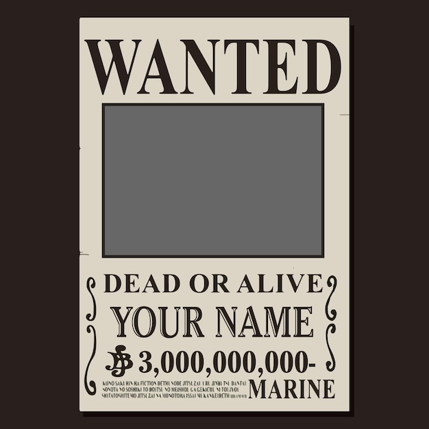 Vector wanted poster anime version template
