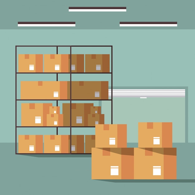 Vector warehouse logistics building