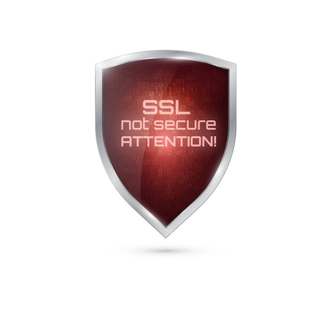 Vector warning  icon  ssl  connection not secure realistic icon with binary code