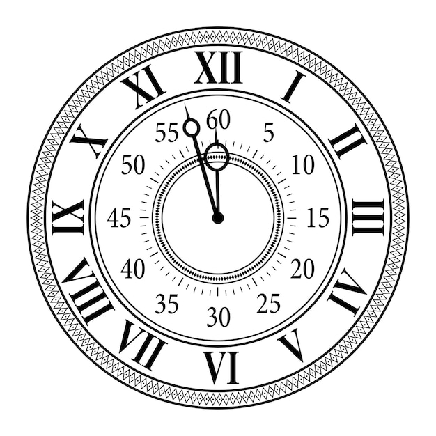 Vector watch face with hour and minute hands