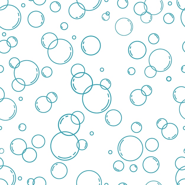 Vector water bubble pattern hand drawn line sketch style bubble sparkle water drop isolated vector