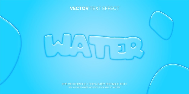 Vector water transparent style editable text effect