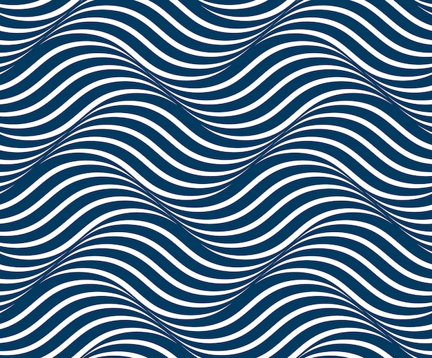 Vector water waves seamless pattern, vector curve lines abstract repeat tiling background, blue colored rhythmic waves.