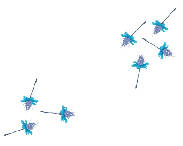 Vector watercolor background of blue flowers