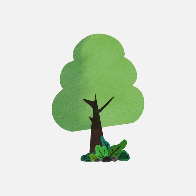 Vector watercolor stylized trees natural vector illustration side view tree vector illustration